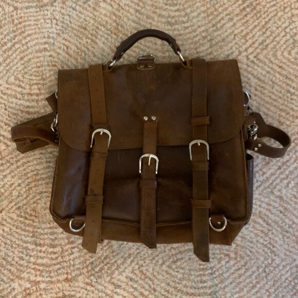 Brown Leather Satchel Messenger Bag Unbranded - Picture 1 of 11
